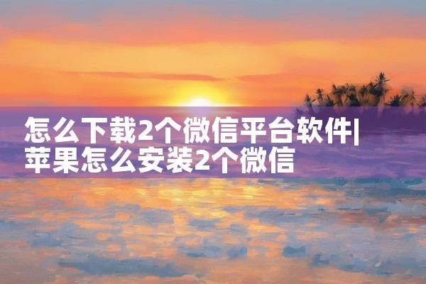 怎么下载2个微信平台软件